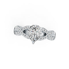 14K Gold Semi Mount Ring Setting Pear PE 9X7mm Diamond Accent DHJ