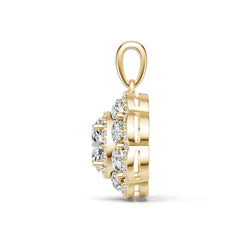 10K Gold Semi Mount Pendant Setting Round Ro 8x6mm Moissanite Accent Syz Jewelry