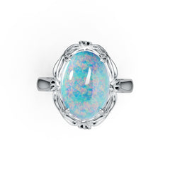Platinum Semi Mount Ring Setting Oval OV 14X10mm Cabochon Diamond Accent DHJ