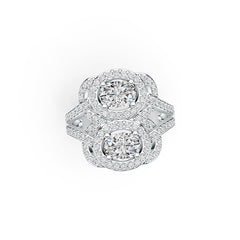 10K Gold Semi Mount Ring Setting Oval OV 7X5mm with White Topaz Moissanite Accent DHJ