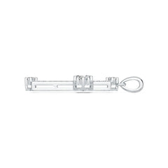 Platinum Semi Mount Pendant Setting Emerald OCT 5X5mm Cross Theme Diamond Accent DHJ