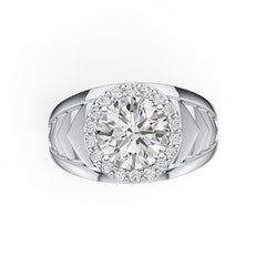 18K Gold Semi Mount Ring Setting Round RD 8X8mm Halo Diamond Accent DHJ