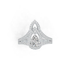18K Gold Semi Mount Ring Setting Pear PE 8X6mm Diamond Accent DHJ