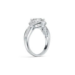18K Gold Semi Mount Ring Setting Round RD 8x8mm Diamond Accent DHJ