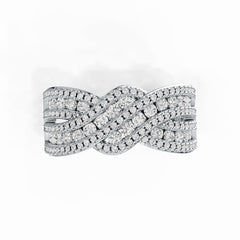 18K Gold Ring Twisted Wave Theme with or Moissanite Diamond Accent DHJ