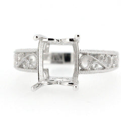 10K Gold Semi Mount Ring Setting Emerald Cut Oct 10x8mm Filigree Syzjewelry