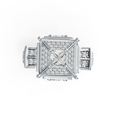 18K Gold Semi Mount Ring Setting Round RD 5x5mm SQ 4x4mm Diamond Accent DHJ