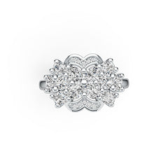 18K Gold Semi Mount Ring Setting Oval OV 4X3mm with White Topaz Diamond Accent DHJ
