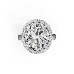 18K Gold Semi Mount Ring Setting Oval OV 14X12mm Halo Diamond Accent DHJ