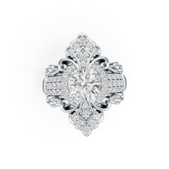 Platinum Semi Mount Ring Setting Round RD 7x7mm Art Deco Diamond Accent DHJ