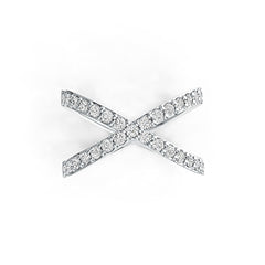 14K Gold Ring Crisscross X Theme with White Topaz or Moissanite Diamond Accent DHJ