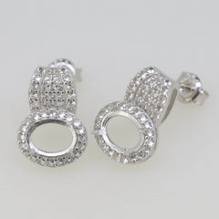 14K Gold Semi Mount Earrings Setting OV 8x6mm White Diamond Accent Syzjewelry