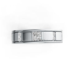 Platinum Semi Mount Ring Setting Princess SQ 4X4mm Men's Ring Diamond Accent DHJ