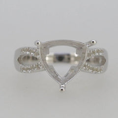 14K Gold Semi Mount Ring Setting Trillion TRI 12x12mm Split Shank Diamond Accent DHJ