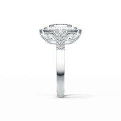 18K Gold Semi Mount Ring Setting Round RD 7x7mm with White Topaz Diamond Accent DHJ