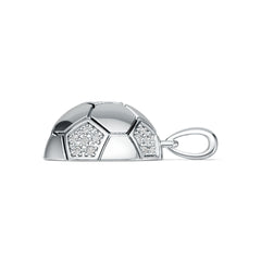 18K Gold Pendant with or Moissanite Soccer Ball Theme Diamond Accent DHJ