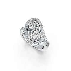 Platinum Semi Mount Ring Setting Pear PE 8X6mm with White Topaz Diamond Accent DHJ