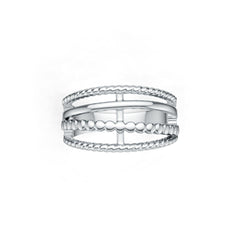 Platinum Ring Multi-Row Wide Band Twisted Rope Theme DHJ