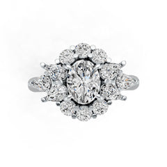 10K Gold Semi Mount Ring Setting Oval OV 8X6mm PE 5X3mm Moissanite Accent DHJ