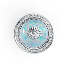 14K Gold Semi Mount Ring Setting Round RD 15x15mm Cabochon Full Bezel Diamond Accent DHJ