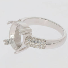 14K Gold Semi Mount Ring Setting Oval OV 13X11mm Accent Shank Diamond Accent Syzjewelry