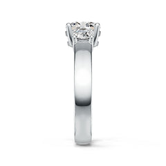 Sterling Sliver Semi Mount Ring Setting Oval OV 7x6mm RD 4x4mm 3 Stone Ring Syzjewelry