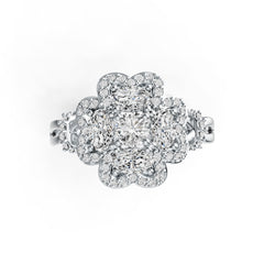 10K Gold Semi Mount Ring Setting Oval OV 5x3mm RD 4x4mm Moissanite Accent DHJ