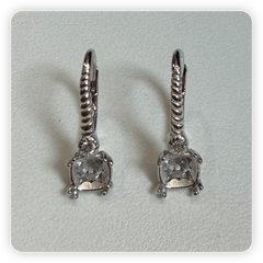 10K Gold Semi Mount Earrings Setting Cushion CU 6x6mm White Topaz Moissanite Accent DHJ