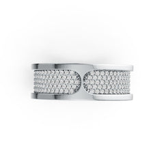 10K Gold Men's Wide Band Ring with White Topaz or Moissanite Moissanite Accent DHJ