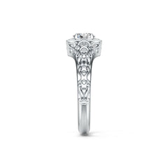10K Gold Semi Mount Ring Setting Oval OV 6X4mm Art Deco Style Moissanite Accent DHJ