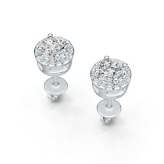 10K Gold Semi Mount Earrings Setting Round RD 4x4mm Halo Moissanite Accent DHJ