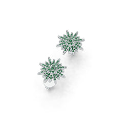 18K Gold Earrings Starburst Theme with or Moissanite Diamond Accent DHJ