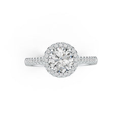 10K Gold Semi Mount Ring Setting Round RD 7X7mm Halo Moissanite Accent DHJ