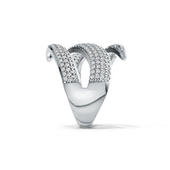 Sterling Silver Cocktail Ring Wrap-Style with White Topaz or Mossanite DHJ