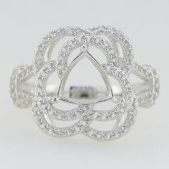 14K Gold Semi Mount Ring Setting Trillion Tri 8X8mm PJC46 Diamond Accent Syzjewelry