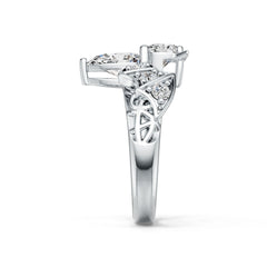 Sterling Silver Semi Mount Ring Setting Pear PE 9X6mm RD 6X6mm DHJ