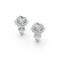 18K Gold Semi Mount Earrings Setting Round RD 5X5mm Diamond Accent DHJ