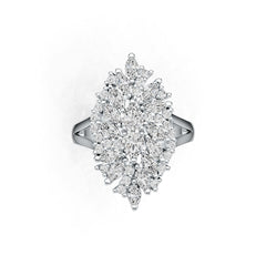 18K Gold Semi Mount Ring Setting Marquise MQ 4X2mm PE 4X3mm Diamond Accent DHJ