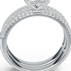 14K Gold Semi Mount Ring Setting Round RD 7X7mm Engagement Ring Set Diamond Accent DHJ