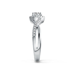 Sterling Silver Semi Mount Ring Setting Round RD 5x5mm with White Topaz Halo Twist Band DHJ