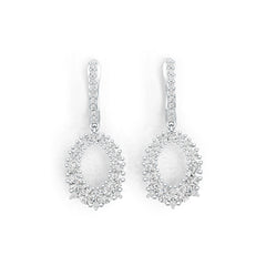 18K Gold Semi Mount Earrings Setting Round RD 4.0mm 3.5mm 3mm 2.5mm 2mm Diamond Accent DHJ