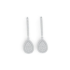 10K Gold Dangling Earrings with White Topaz or Moissanite Moissanite Accent DHJ