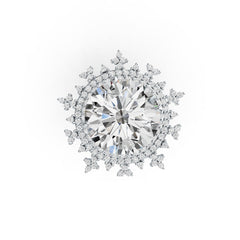 10K Gold Semi Mount Ring Setting Round RD 15mm Double Halo Moissanite Accent DHJ