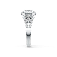 Sterling Silver Cluster Engagement Ring with White Topaz or Moissanite DHJ