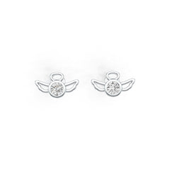 18K Gold Semi Mount Earrings Setting Round RD 4x4mm Angel Theme DHJ