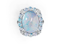 Platinum Semi Mount Ring Setting Oval OV 16X12mm 3X3mm Cabochon Diamond Accent DHJ
