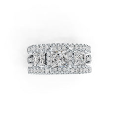 14K Gold Semi Mount Ring Setting Princess SQ 5X5mm SQ 4X4mm Diamond Accent DHJ