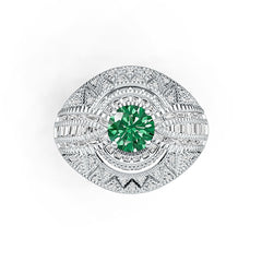 Platinum Semi Mount Ring Setting Round RD 6.5mm Diamond Accent DHJ