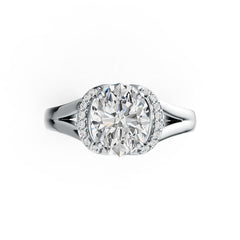 10K Gold Semi Mount Ring Setting Oval OV 10X8mm Moissanite Accent DHJ