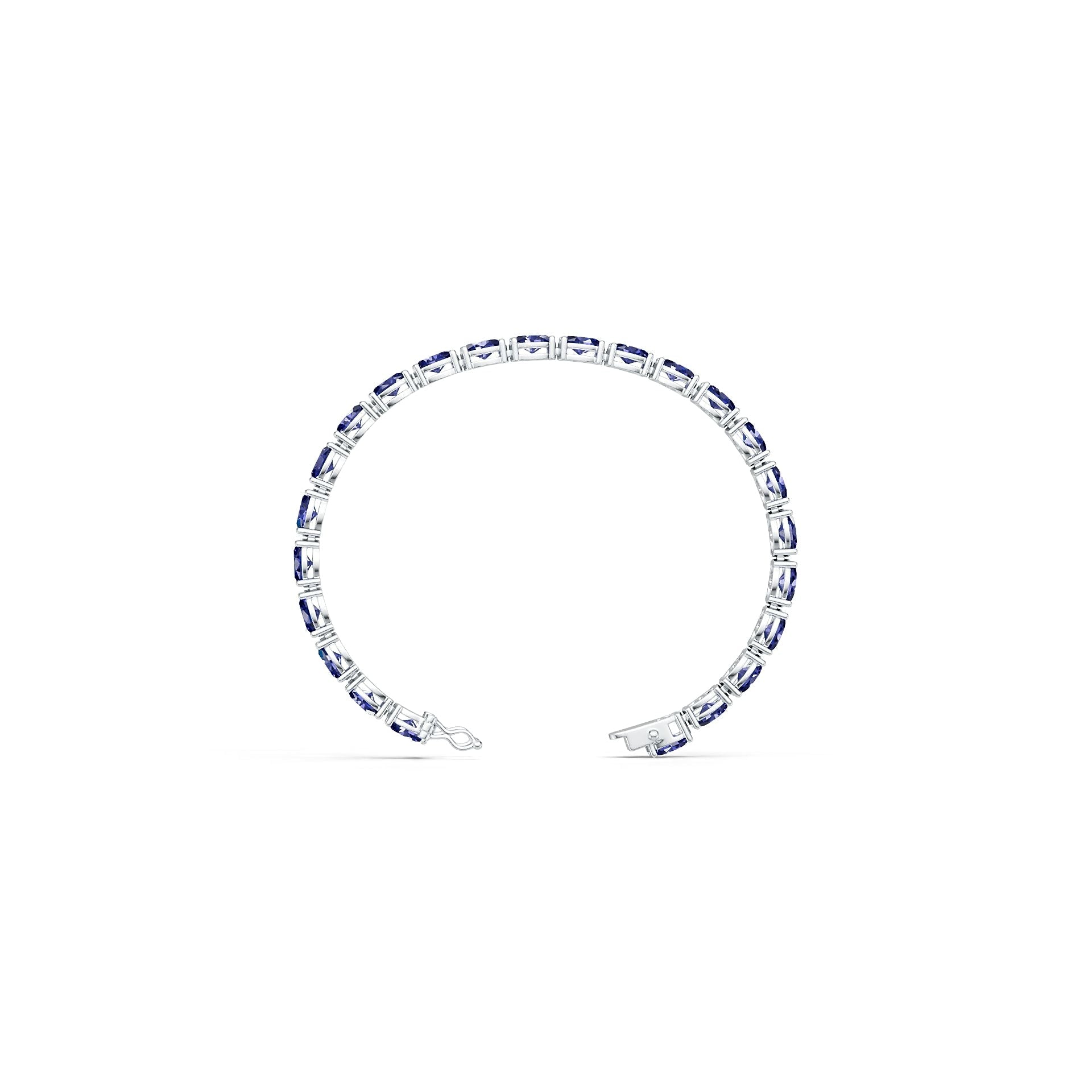 Platinum Semi Mount Tennis Bracelet Setting Oval OV 7X5mm Cabochon DHJ